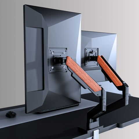 Dual Wooden FlowArm premium dual monitor arm — image 1