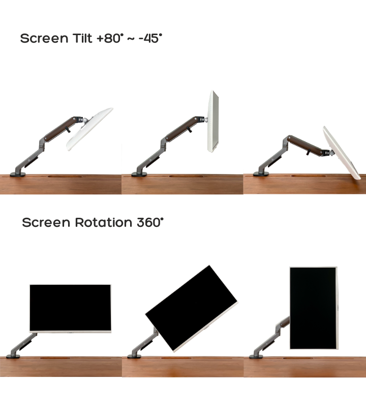 flowlyf Dual Monitor Stand - Gas Spring | 14-27 Screen | Height Adjustable  | 2 Step Installation | VESA Complaint | 2 Way Wire Management | Monitor