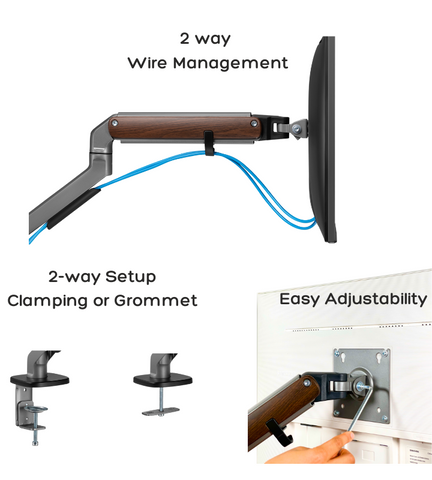 Wooden FlowArm gas-spring monitor arm — image 5