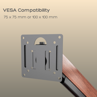 FlowArm Wall Mount in black — VESA 75×75 mm and 100×100 mm compatible mounting plate fits most monitors