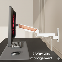FlowArm Wall Mount in white — 2-way integrated cable management channel keeping monitor wires hidden