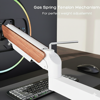 FlowArm Wall Mount in white — adjustable gas spring tension mechanism for perfect monitor weight balance